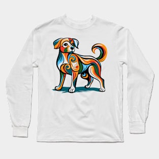 Pop art dog illustration. cubism illustration of a dog Long Sleeve T-Shirt